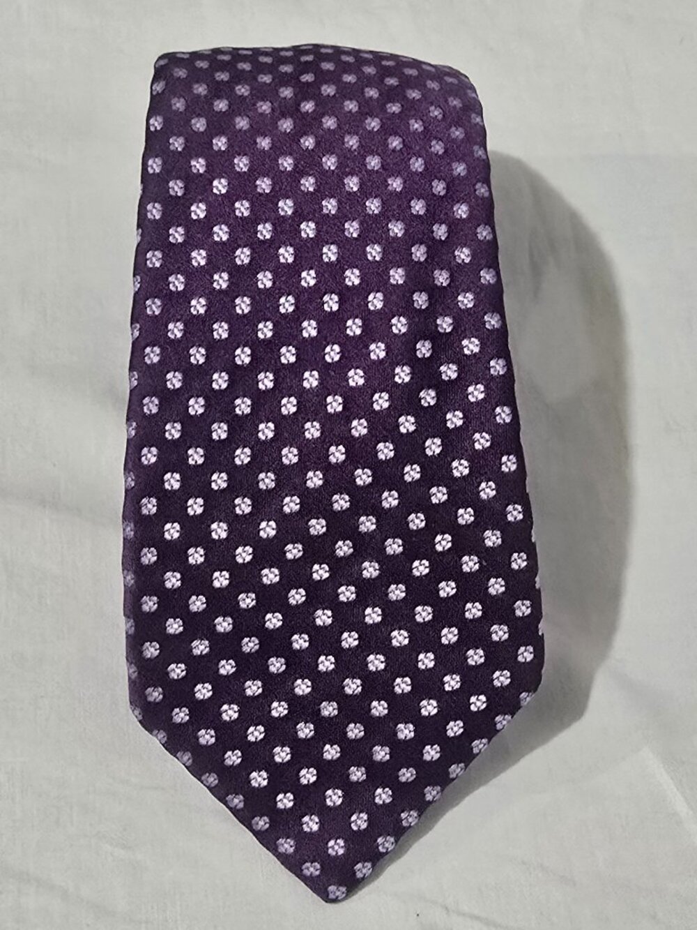 Altea Milano Made in Italy 100% Silk Necktie - Purple White Geo